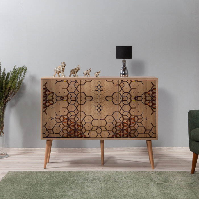 Hanah Home Mega-720 Consola Roble Sonoma Tablero Partículas Melaminado 120x90x36cm